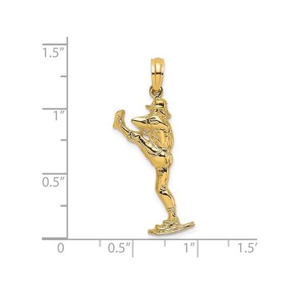 14K Yellow Gold Baseball Pitcher Charm Pendant (NO CHAIN)